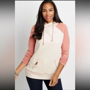 Maurices Pink and Cream Quilted Hoodie